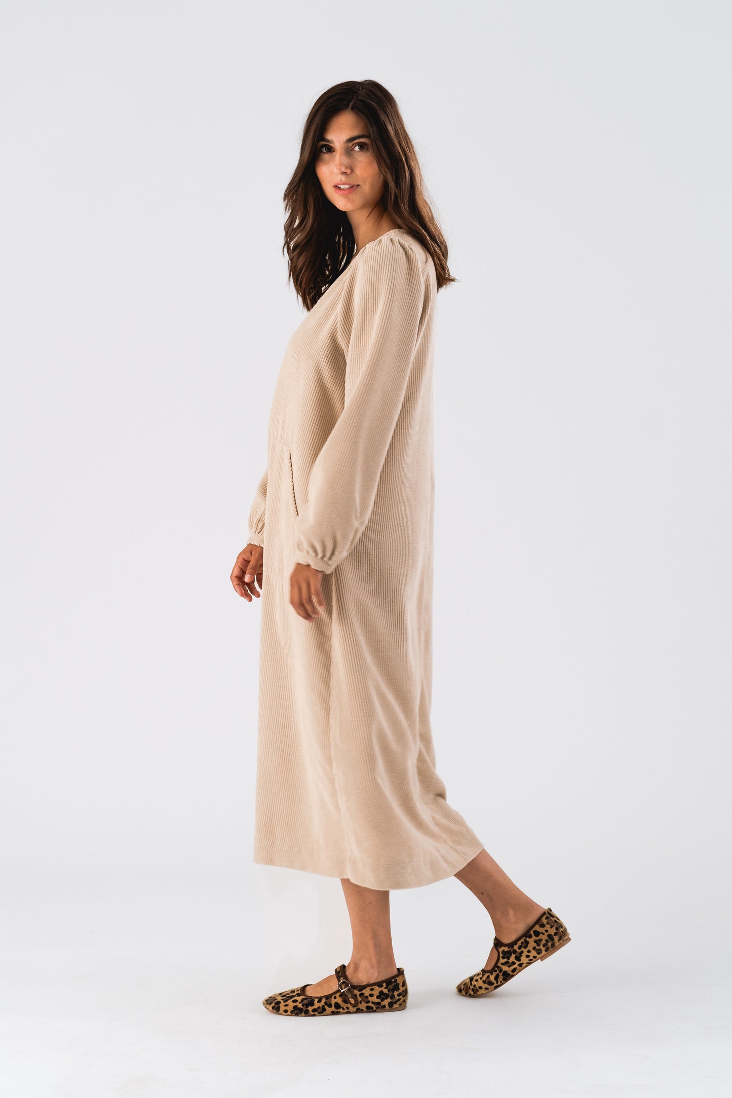 Lollys Laundry LucasLL Midi Dress LS Dress 04 Sand