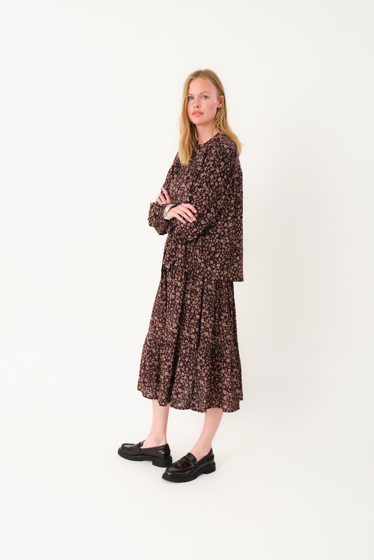 Lollys Laundry MorningLL Midi Skirt Skirt 87 Dark Mokka