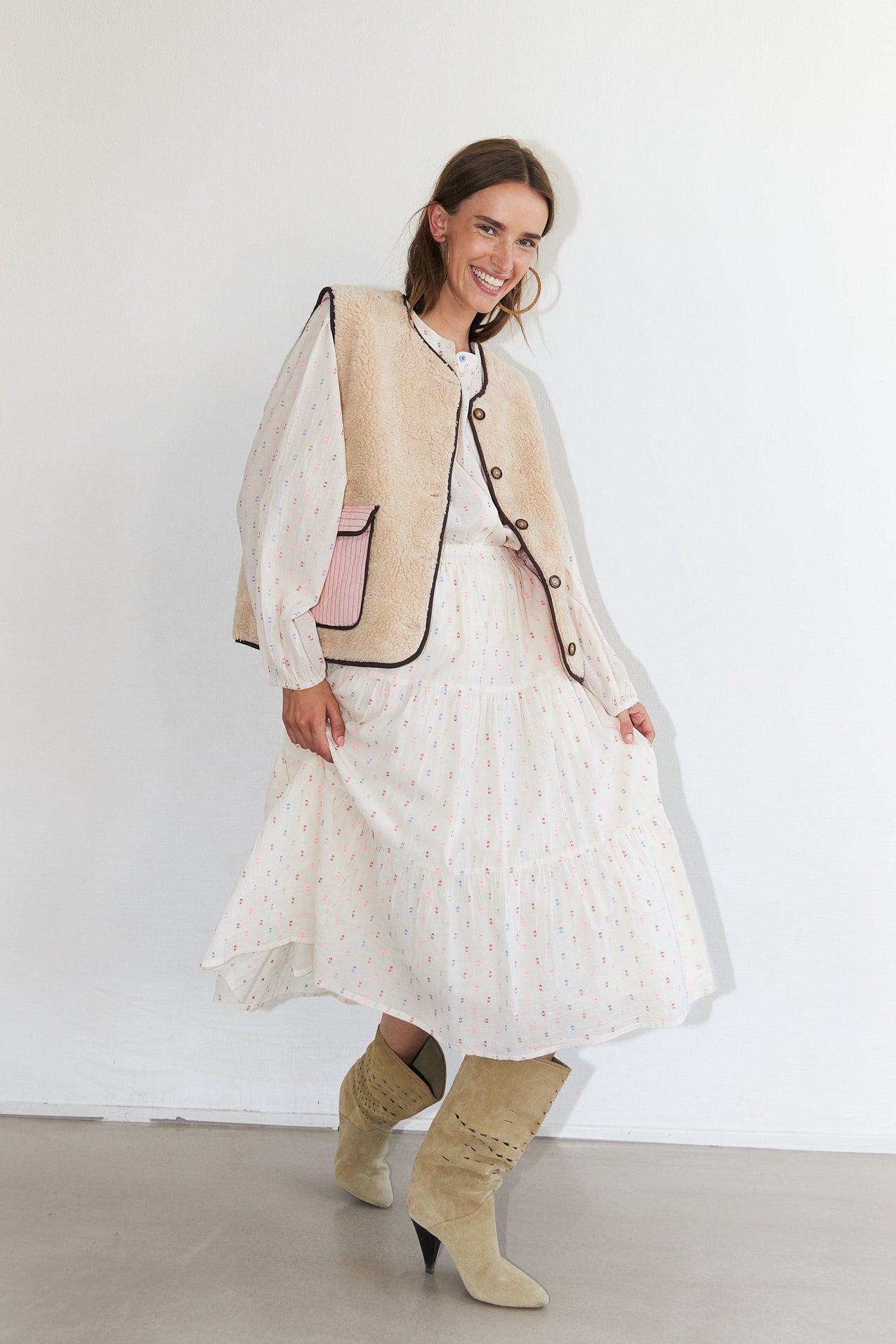 Lollys Laundry MorningLL Midi Skirt Skirt 02 Creme