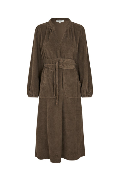 ParisLL brown dress in soft corduroy with waist belt | Lollys Laundry