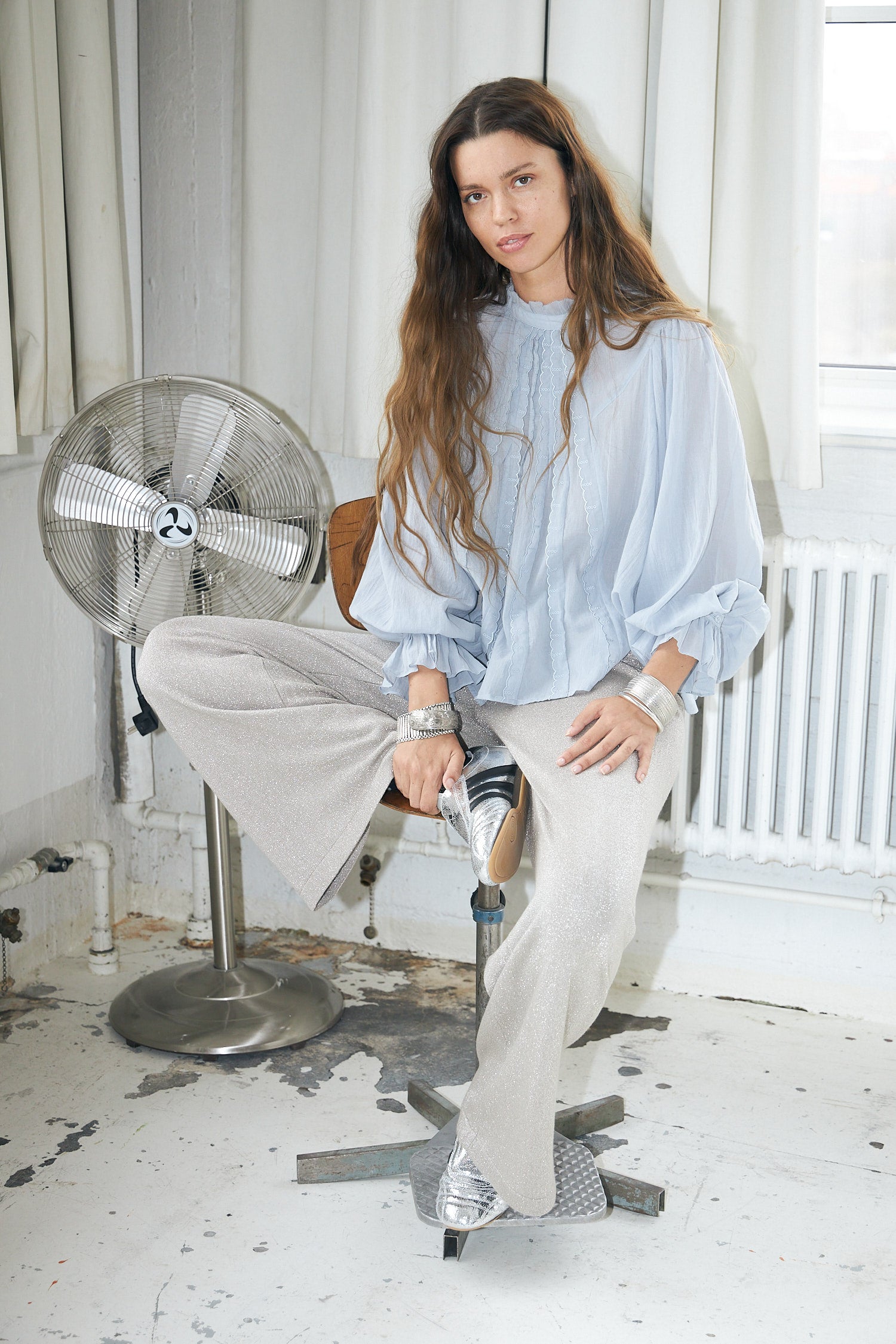 トップス Rose accent shirt blouse misty blue PresleyLL Blouse - Dusty Blue