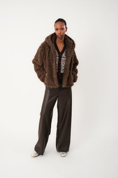 【louren】twill no collar jacket　ダークブラウン WanLL_Jacket-Outerwear-25490-