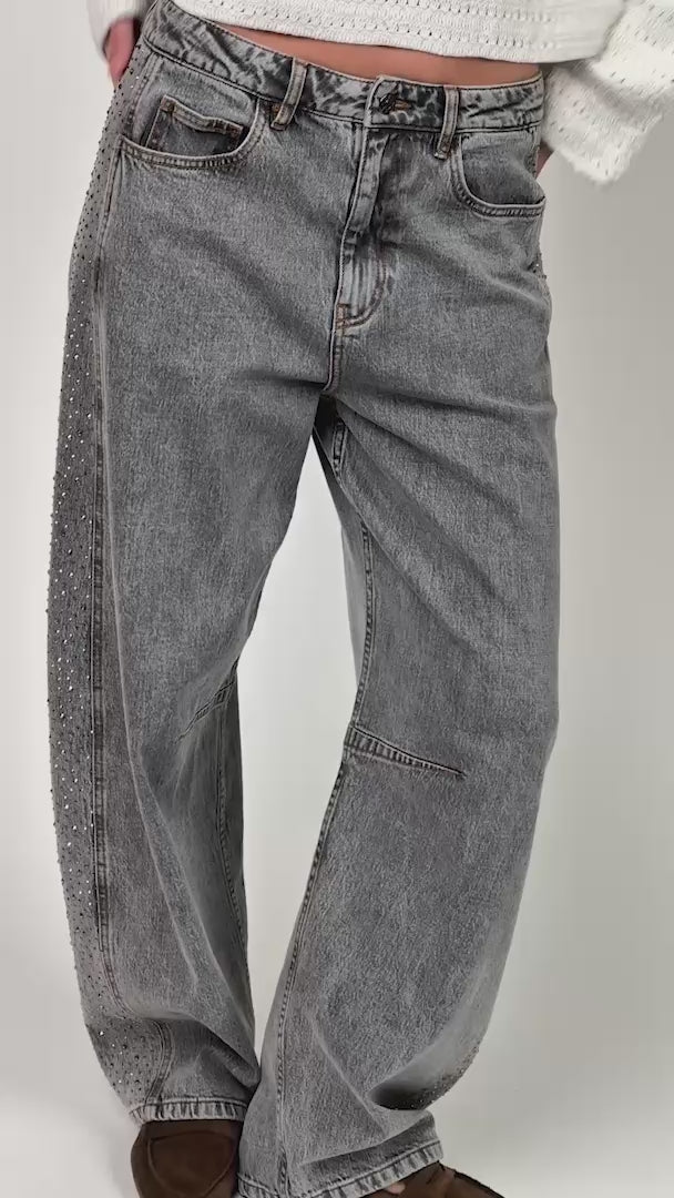 AvaLL Jeans with stone details in light grey | Lollys Laundry