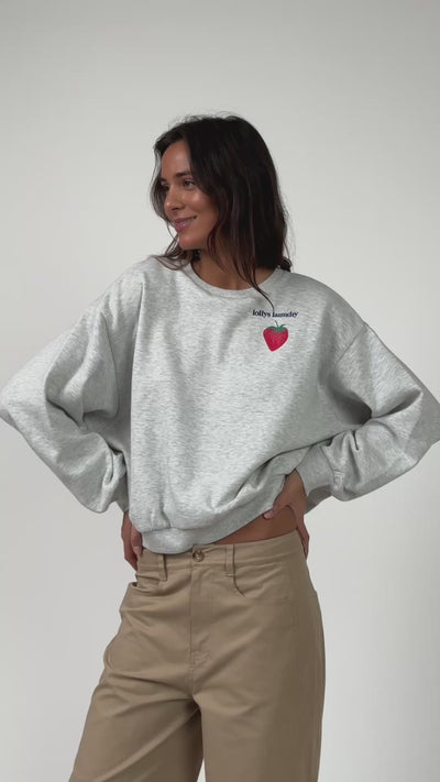 Lollys Laundry SydneyLL Strawberry Sweatshirt Sweatshirt 13 Light Grey Melange