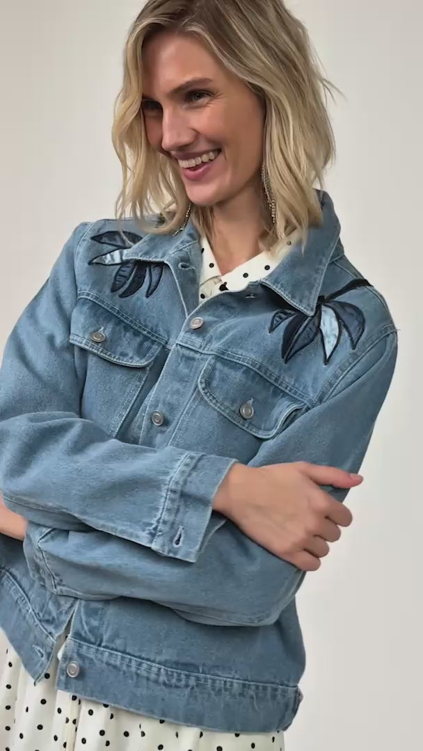 【美品】Blugirl ブルーガール フラワーモチーフ デニム ジャケット BirdLL Denim Jacket with Bird & Palm Motifs | Lollys Laundry
