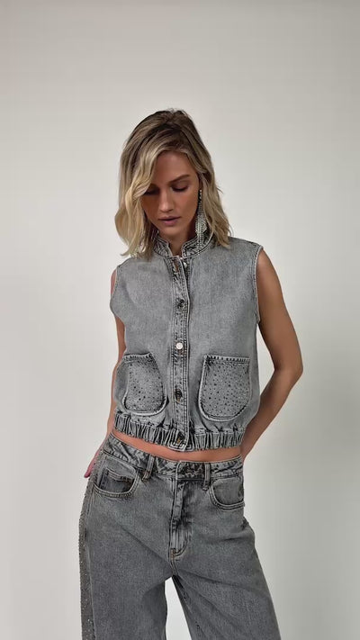 Lollys Laundry CarmenLL Vest Vest 12 Light Grey