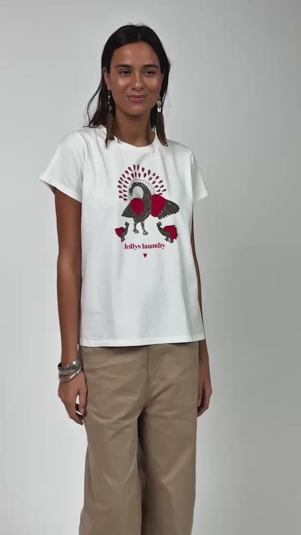 Lollys Laundry RomaLL T-Shirt Peacock T-shirt 01 White