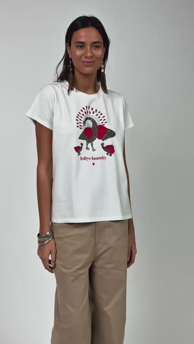 Lollys Laundry RomaLL T-Shirt Peacock T-shirt 01 White